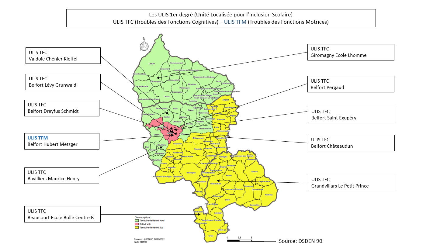 ULIS-Carte des ULIS école, collège, lycée | Circonscription ASH